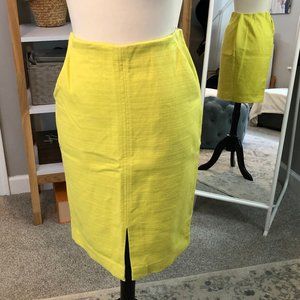 LOFT Chartreuse Pencil Skirt with Pockets